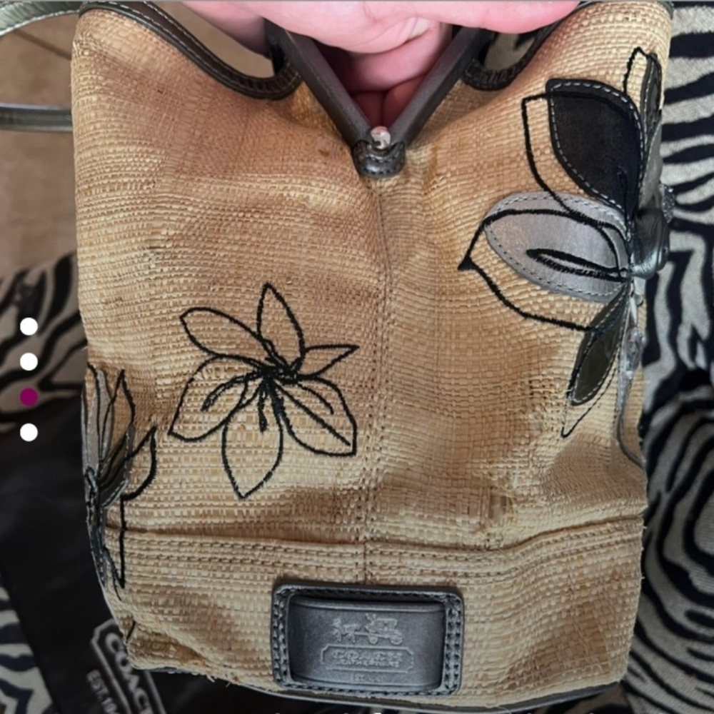Coach Hamptons 10th Anniversary Y2K Floral Straw Shoulder Bag 13531 - Picture 5 of 14